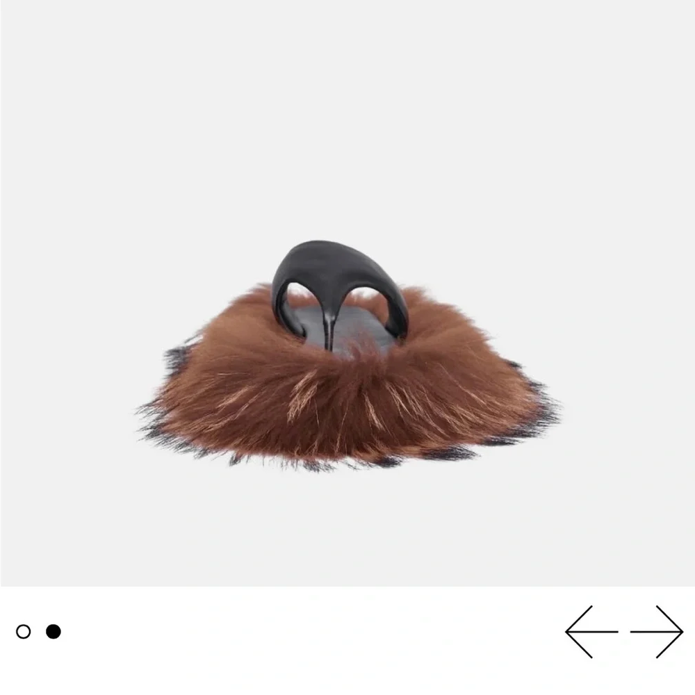 Hanifa Black and Brown Fur Slippers - Picture 2 of 4